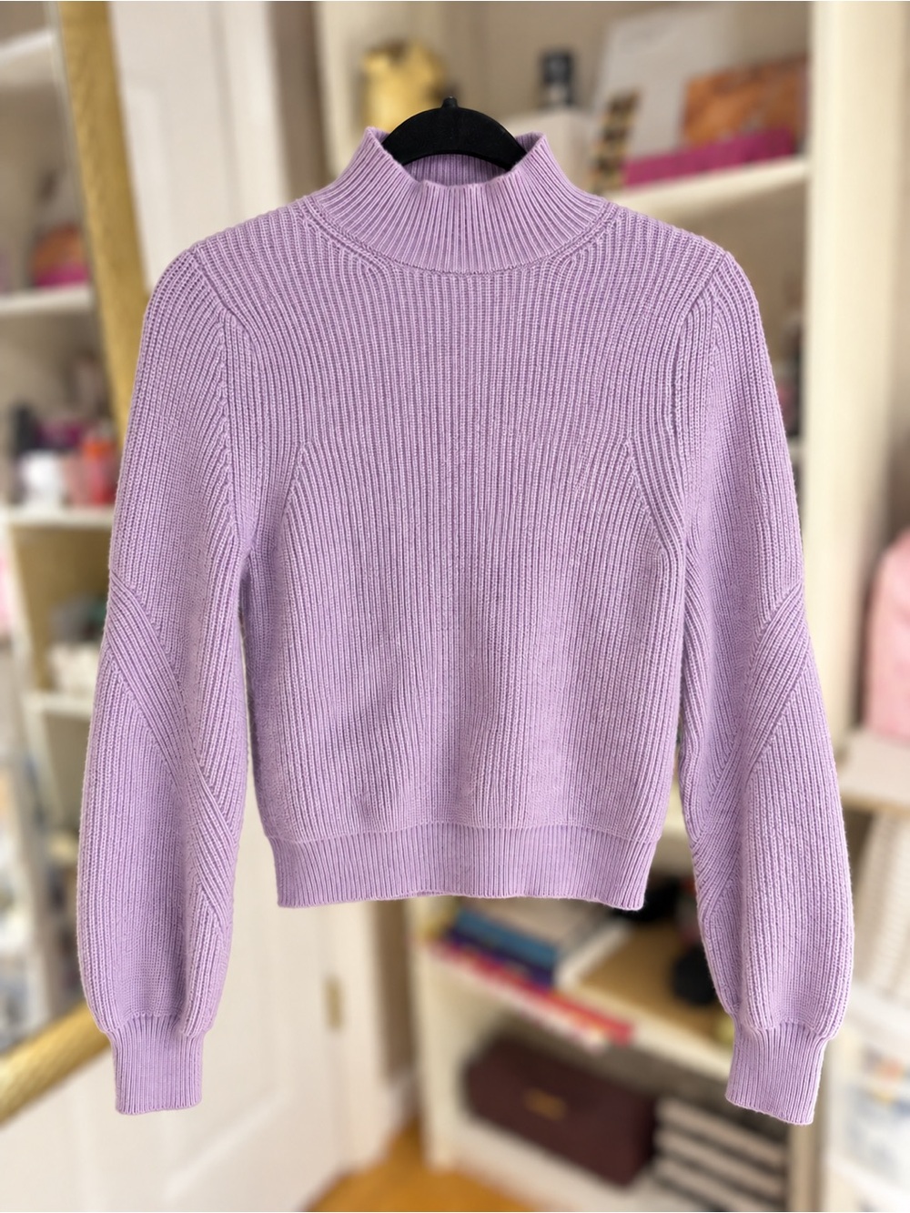 Zara Women's Lavender Ribbed Turtleneck Sweater